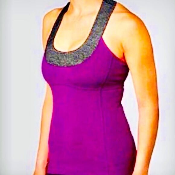 Lululemon purple w grey, racer back tank top. 6 - Picture 1 of 4